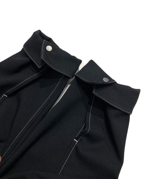 JIL SANDER（ジルサンダー）JIL SANDER (ジルサンダー) 25SS SERGE ZIP UP SHIRT/ステッチデザインシャツ ブラック サイズ:48の古着・服飾アイテム