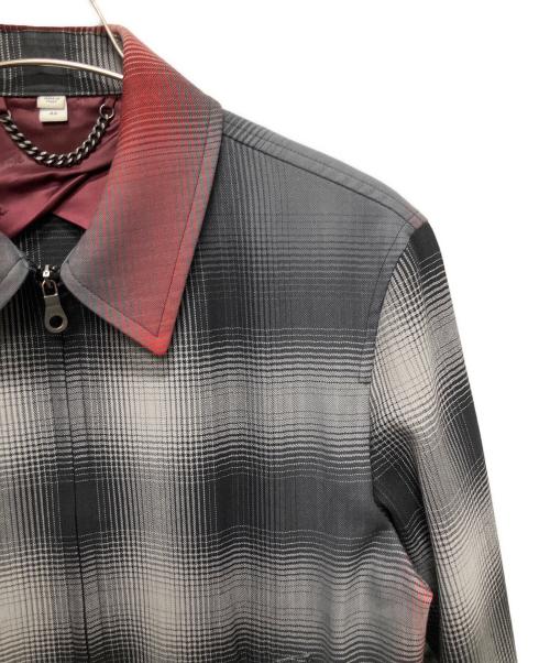 BURBERRY（バーバリー）BURBERRY (バーバリー) ブラーチェック ウール ハリントンジャケット グレー×レッド サイズ:46の古着・服飾アイテム