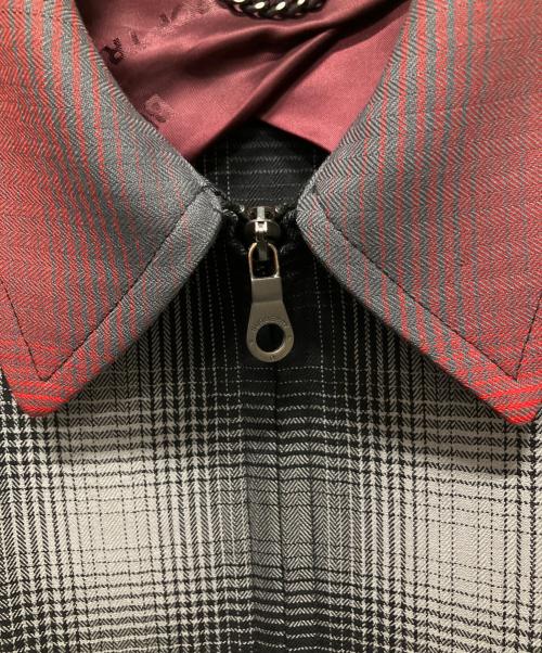 BURBERRY（バーバリー）BURBERRY (バーバリー) ブラーチェック ウール ハリントンジャケット グレー×レッド サイズ:46の古着・服飾アイテム