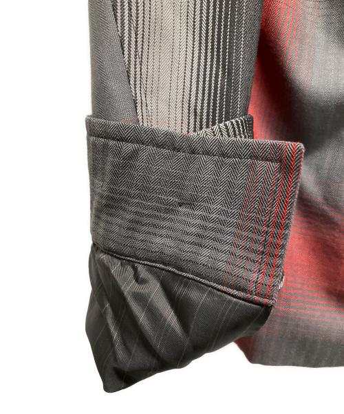 BURBERRY（バーバリー）BURBERRY (バーバリー) ブラーチェック ウール ハリントンジャケット グレー×レッド サイズ:46の古着・服飾アイテム