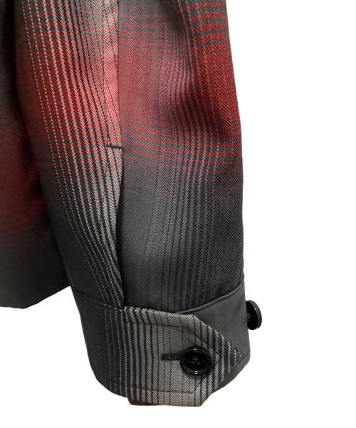 BURBERRY（バーバリー）BURBERRY (バーバリー) ブラーチェック ウール ハリントンジャケット グレー×レッド サイズ:46の古着・服飾アイテム