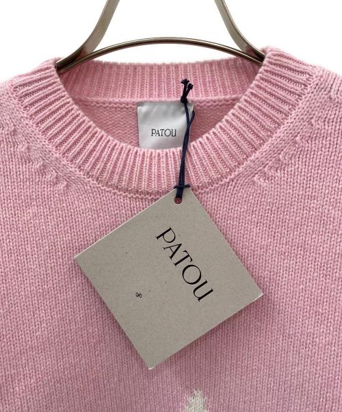 patou（パトゥ）patou (パトゥ) クルーネック刺繍ニット ピンク サイズ:Sの古着・服飾アイテム