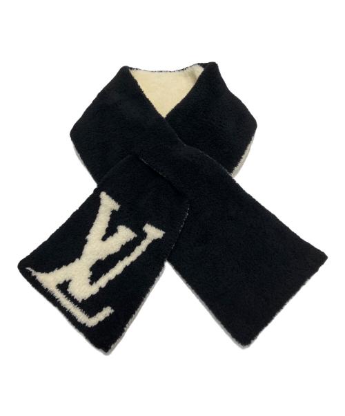 LOUIS VUITTON（ルイ ヴィトン）LOUIS VUITTON (ルイ ヴィトン) ウールマフラーコンフィー　M79399 ホワイト×ブラックの古着・服飾アイテム
