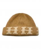 HERMESエルメス）の古着「マルジェラ期 カシミヤロゴニットキャップ」｜ベージュ×ブラウン