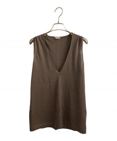 中古・古着通販】HERMES (エルメス) Vネックニットベスト ブラウン