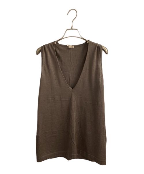 HERMES（エルメス）HERMES (エルメス) Vネックニットベスト ブラウン サイズ:42の古着・服飾アイテム