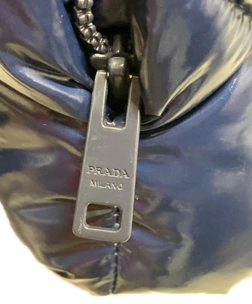 PRADA（プラダ）PRADA (プラダ) シャイニーキルティング/ナイロンダウンジャケロゴデザイン /ダウンジャケット ネイビー サイズ:36の古着・服飾アイテム