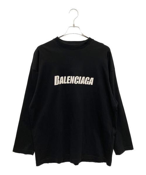 BALENCIAGA（バレンシアガ）BALENCIAGA (バレンシアガ) ダメージ加工ロゴカットソー ブラック サイズ:Lの古着・服飾アイテム