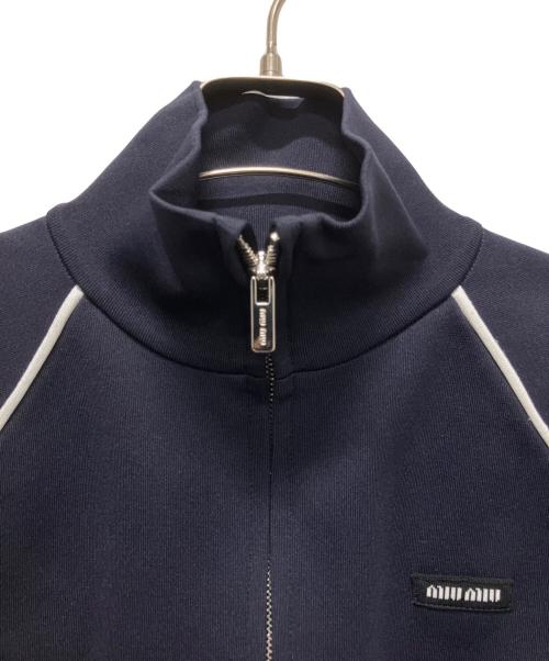MIU MIU（ミュウミュウ）MIU MIU (ミュウミュウ) テクニカルヤーン ジッパーカーディガン ネイビー サイズ:38の古着・服飾アイテム