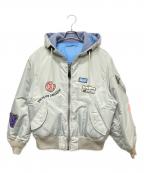 little sunny biteリトルサニーバイト）の古着「MA-1ジャケット/リタリージャケット/:ミリタリージャケット モッズコート / ジップ ナイロン フード」｜グリーン