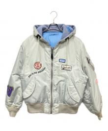 little sunny bite（リトルサニーバイト）の古着「MA-1ジャケット/リタリージャケット/:ミリタリージャケット モッズコート / ジップ ナイロン フード」｜グリーン