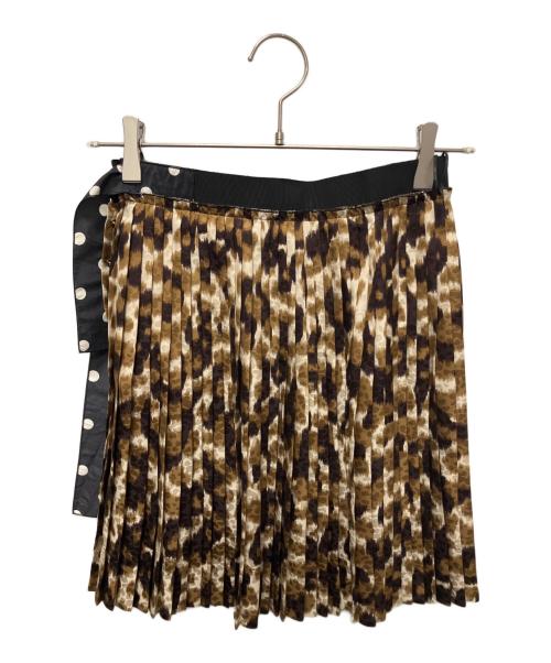 LOUIS VUITTON（ルイ ヴィトン）LOUIS VUITTON (ルイ ヴィトン) プリーツ レオパードスカート ブラウン×ブラック サイズ:34の古着・服飾アイテム