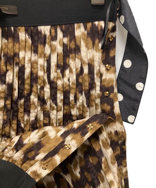 LOUIS VUITTON（ルイ ヴィトン）LOUIS VUITTON (ルイ ヴィトン) プリーツ レオパードスカート ブラウン×ブラック サイズ:34の古着・服飾アイテム