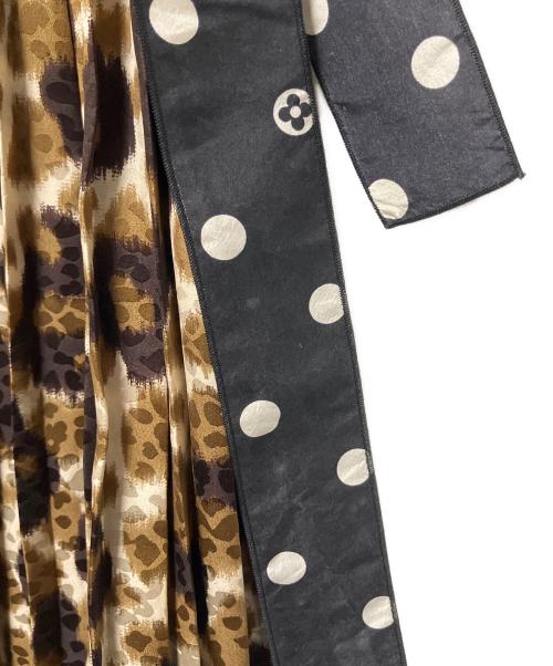 LOUIS VUITTON（ルイ ヴィトン）LOUIS VUITTON (ルイ ヴィトン) プリーツ レオパードスカート ブラウン×ブラック サイズ:34の古着・服飾アイテム