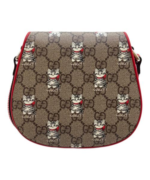 GUCCI（グッチ）GUCCI (グッチ) プリントショルダーバッグ　	814014 ベージュ×レッド 未使用品の古着・服飾アイテム