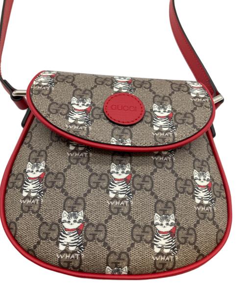 GUCCI（グッチ）GUCCI (グッチ) プリントショルダーバッグ　	814014 ベージュ×レッド 未使用品の古着・服飾アイテム