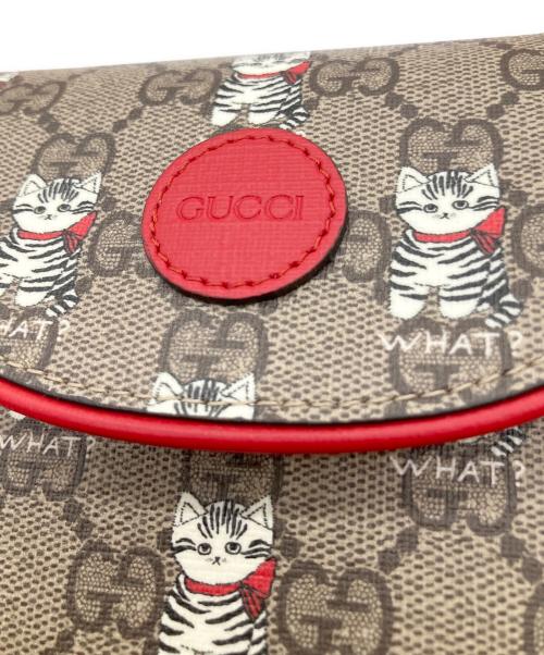 GUCCI（グッチ）GUCCI (グッチ) プリントショルダーバッグ　	814014 ベージュ×レッド 未使用品の古着・服飾アイテム