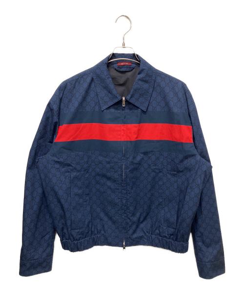 GUCCI（グッチ）GUCCI (グッチ) 25ss GGコットン ウェブ ストライプブルゾン ネイビー サイズ:50の古着・服飾アイテム