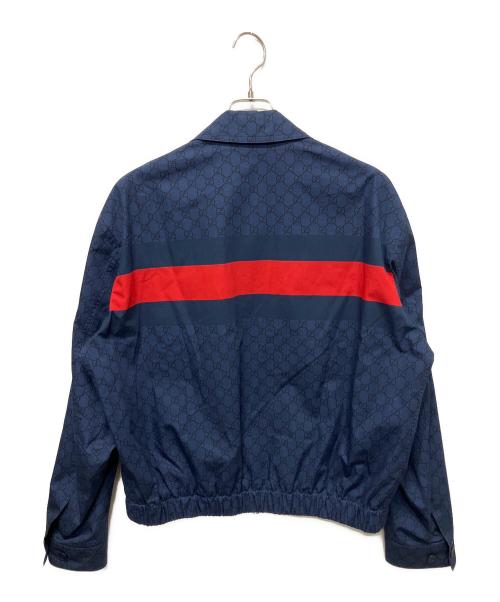 GUCCI（グッチ）GUCCI (グッチ) 25ss GGコットン ウェブ ストライプブルゾン ネイビー サイズ:50の古着・服飾アイテム