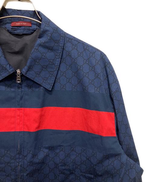 GUCCI（グッチ）GUCCI (グッチ) 25ss GGコットン ウェブ ストライプブルゾン ネイビー サイズ:50の古着・服飾アイテム