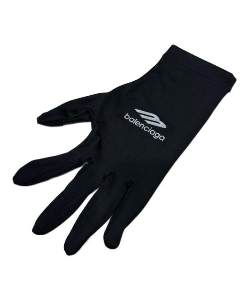 BALENCIAGA（バレンシアガ）BALENCIAGA (バレンシアガ) ロゴデザイン ストレッチグローブ ブラック サイズ:Mの古着・服飾アイテム