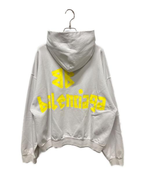 BALENCIAGA（バレンシアガ）BALENCIAGA (バレンシアガ) Tape Typeプルオーバーフーディ ホワイト×イエロー サイズ:XXSの古着・服飾アイテム