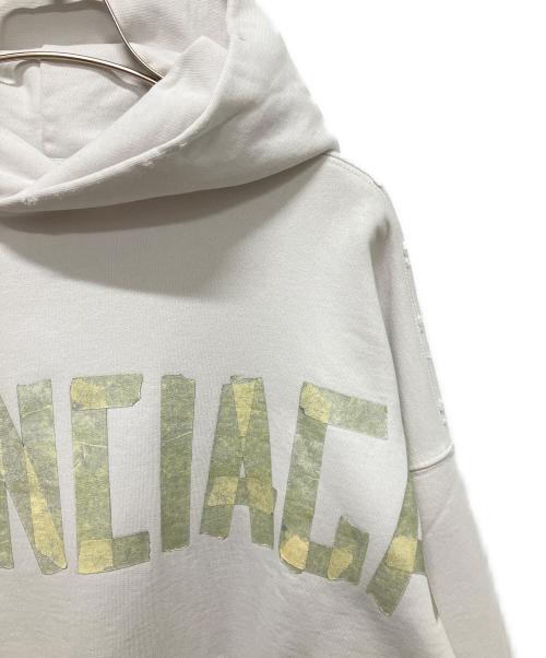 BALENCIAGA（バレンシアガ）BALENCIAGA (バレンシアガ) Tape Typeプルオーバーフーディ ホワイト×イエロー サイズ:XXSの古着・服飾アイテム