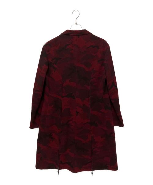 Yohji Yamamoto pour homme（ヨウジヤマモト プールオム）Yohji Yamamoto pour homme (ヨウジヤマモト プールオム) 14AW ジップアップミリタリー ウール ロング コート/迷彩柄/レッド/ レッド サイズ:3の古着・服飾アイテム