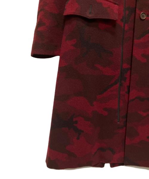 Yohji Yamamoto pour homme（ヨウジヤマモト プールオム）Yohji Yamamoto pour homme (ヨウジヤマモト プールオム) 14AW ジップアップミリタリー ウール ロング コート/迷彩柄/レッド/ レッド サイズ:3の古着・服飾アイテム