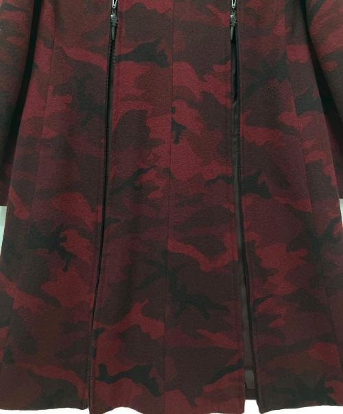 Yohji Yamamoto pour homme（ヨウジヤマモト プールオム）Yohji Yamamoto pour homme (ヨウジヤマモト プールオム) 14AW ジップアップミリタリー ウール ロング コート/迷彩柄/レッド/ レッド サイズ:3の古着・服飾アイテム
