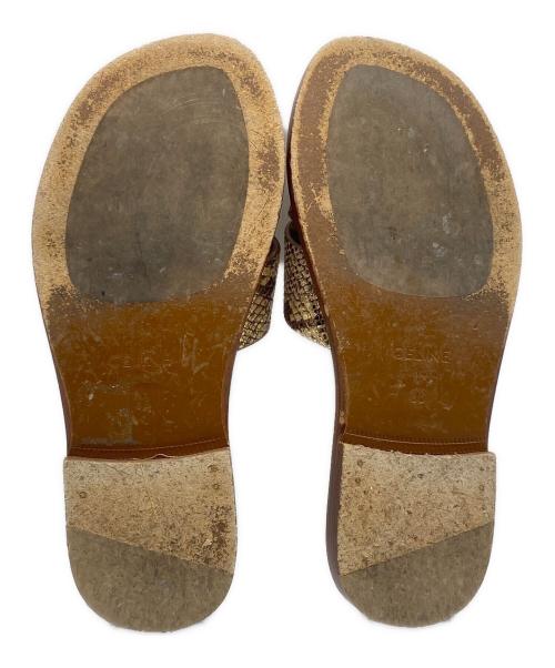 CELINE（セリーヌ）CELINE (セリーヌ) パイソンベルトサンダル ブラウン サイズ:36の古着・服飾アイテム