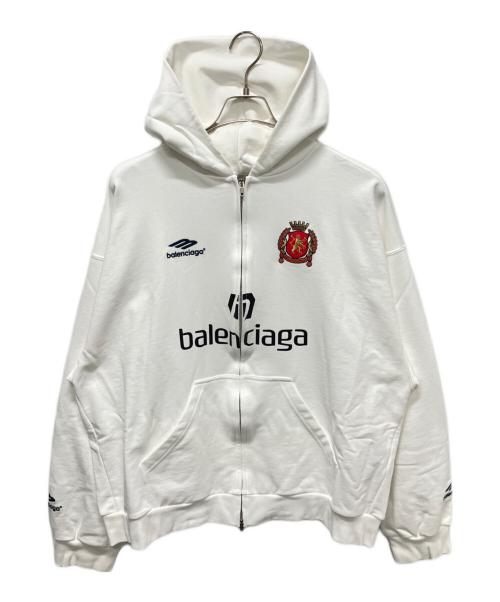 BALENCIAGA（バレンシアガ）BALENCIAGA (バレンシアガ) Paris Soccerフーデットスウェット ホワイト サイズ:Mの古着・服飾アイテム