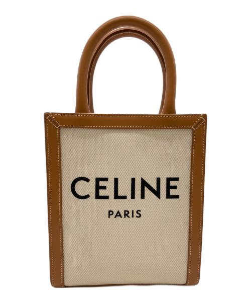 CELINE（セリーヌ）CELINE (セリーヌ) ミニバーティカルカバ　 ブラウン×ホワイトの古着・服飾アイテム