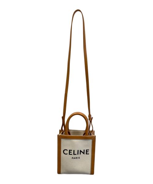 CELINE（セリーヌ）CELINE (セリーヌ) ミニバーティカルカバ　 ブラウン×ホワイトの古着・服飾アイテム