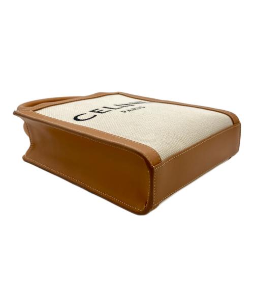 CELINE（セリーヌ）CELINE (セリーヌ) ミニバーティカルカバ　 ブラウン×ホワイトの古着・服飾アイテム