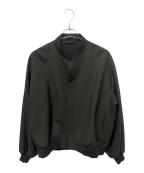 LAD MUSICIANラッドミュージシャン）の古着「WOOL GABARDINE FLIGHT JACKET/ノーカラーウールジャケット」｜カーキ
