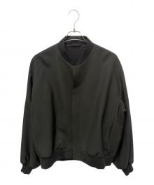 LAD MUSICIAN（ラッドミュージシャン）の古着「WOOL GABARDINE FLIGHT JACKET/ノーカラーウールジャケット」｜カーキ
