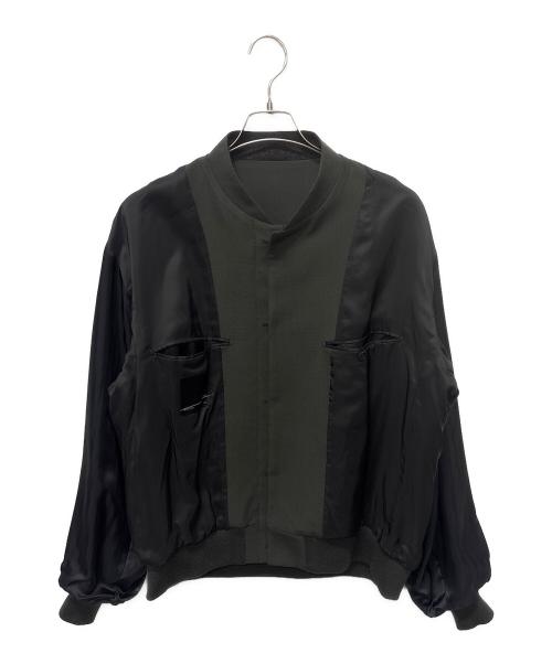 LAD MUSICIAN（ラッドミュージシャン）LAD MUSICIAN (ラッドミュージシャン) WOOL GABARDINE FLIGHT JACKET/ノーカラーウールジャケット カーキ サイズ:44の古着・服飾アイテム