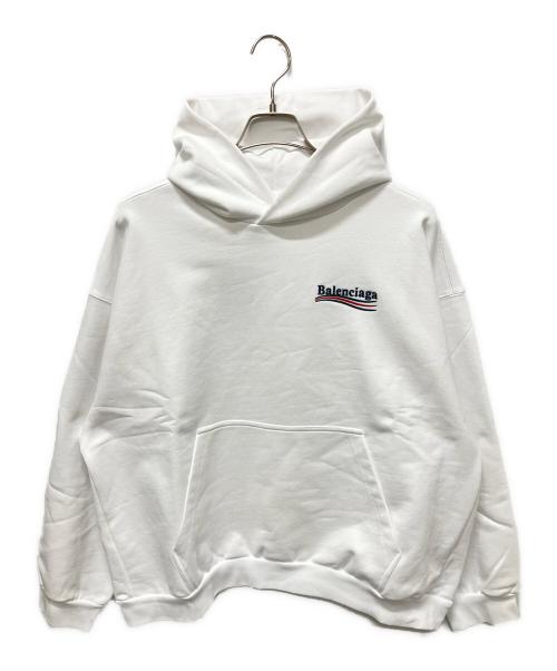 BALENCIAGA（バレンシアガ）BALENCIAGA (バレンシアガ) キャンペンロゴフーディ/コットンパーカー/ホワイト ホワイト サイズ:Lの古着・服飾アイテム