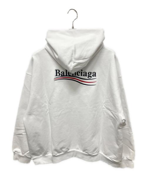 BALENCIAGA（バレンシアガ）BALENCIAGA (バレンシアガ) キャンペンロゴフーディ/コットンパーカー/ホワイト ホワイト サイズ:Lの古着・服飾アイテム