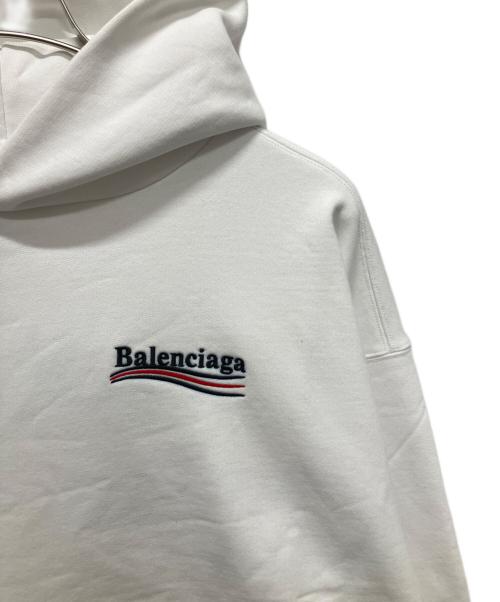 BALENCIAGA（バレンシアガ）BALENCIAGA (バレンシアガ) キャンペンロゴフーディ/コットンパーカー/ホワイト ホワイト サイズ:Lの古着・服飾アイテム