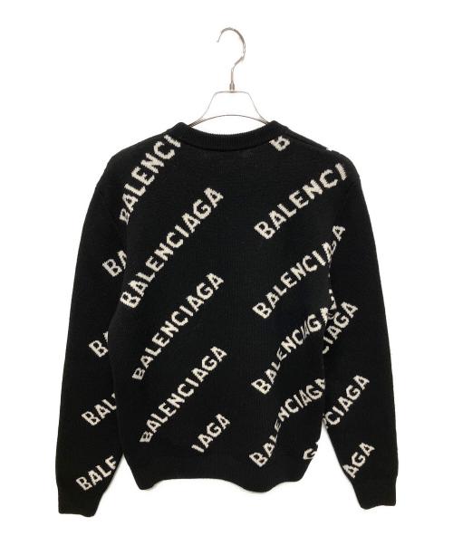 BALENCIAGA（バレンシアガ）BALENCIAGA (バレンシアガ) ALL OVER LOGO KNIT(オールオーバーロゴニット)/クルーネックセーター ブラック サイズ:Sの古着・服飾アイテム