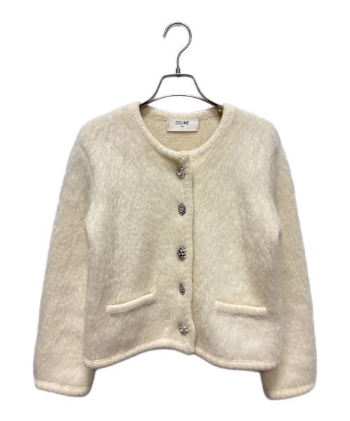 CELINE（セリーヌ）CELINE (セリーヌ) ブラッシュドモヘアカーディガン アイボリー サイズ:XSの古着・服飾アイテム