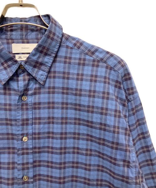 Graphpaper（グラフペーパー）Graphpaper (グラフペーパー) ロングスリーブチェックシャツ ブルー サイズ:Freeの古着・服飾アイテム