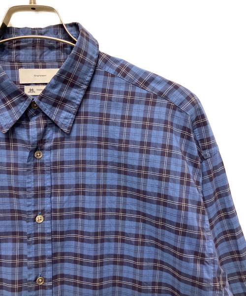 Graphpaper（グラフペーパー）Graphpaper (グラフペーパー) ロングスリーブチェックシャツ ブルー サイズ:Freeの古着・服飾アイテム