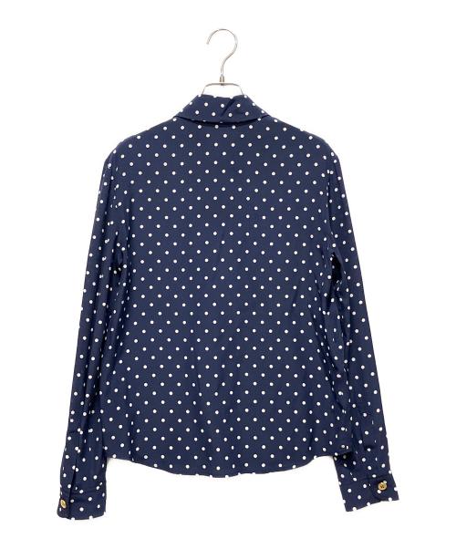 MIU MIU（ミュウミュウ）MIU MIU (ミュウミュウ) ロゴ刺繍 ドットブルーシャツ ネイビー サイズ:38の古着・服飾アイテム