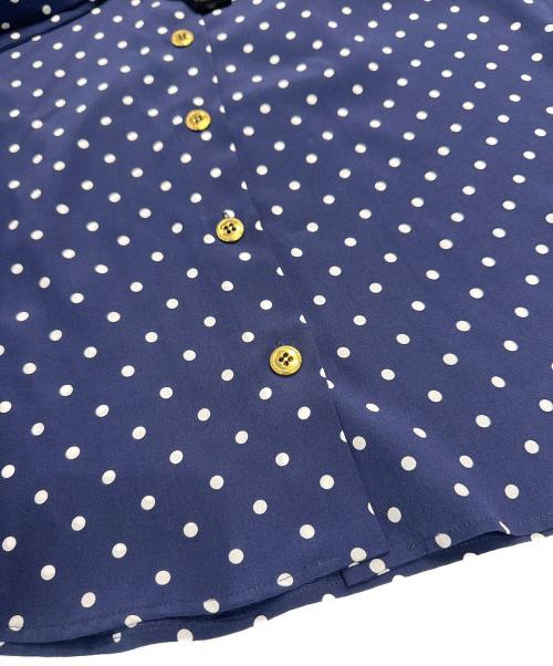 MIU MIU（ミュウミュウ）MIU MIU (ミュウミュウ) ロゴ刺繍 ドットブルーシャツ ネイビー サイズ:38の古着・服飾アイテム