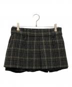 MIU MIUミュウミュウ）の古着「チェックパターン ウールミニスカート」｜ブラウン