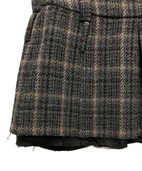 MIU MIU（ミュウミュウ）MIU MIU (ミュウミュウ) チェックパターン ウールミニスカート ブラウン サイズ:36の古着・服飾アイテム
