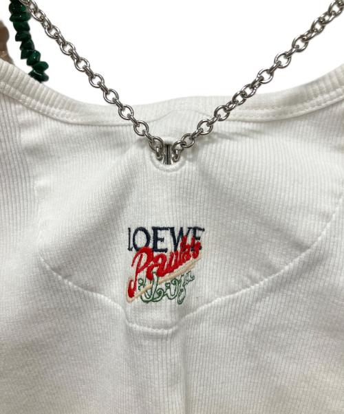LOEWE（ロエベ）LOEWE (ロエベ) Paulas Ibiza (ポーラズ・イビザ) ロゴ刺繍 ネックレスデザインショートトップス/Paulas Ibiza(ポーラズ・イビザ) コラボ ホワイト サイズ:Sの古着・服飾アイテム